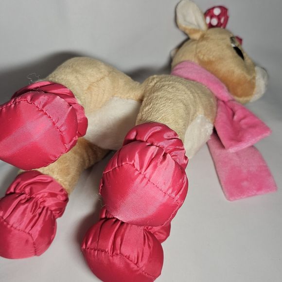 Dandee Clarice Plush Rudolph Red Nose Reindeer Pink Scarf Christmas Toy 13" - Picture 12 of 12